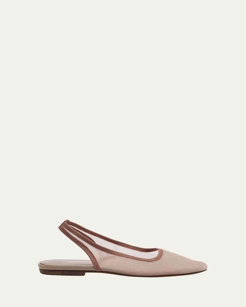 Sheer Mesh Slingback Ballerina Flats